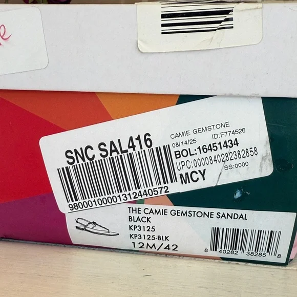 NIB Katy Perry The Camie Gemstone Black and Gold Sandals Size 12 - Picture 5 of 5